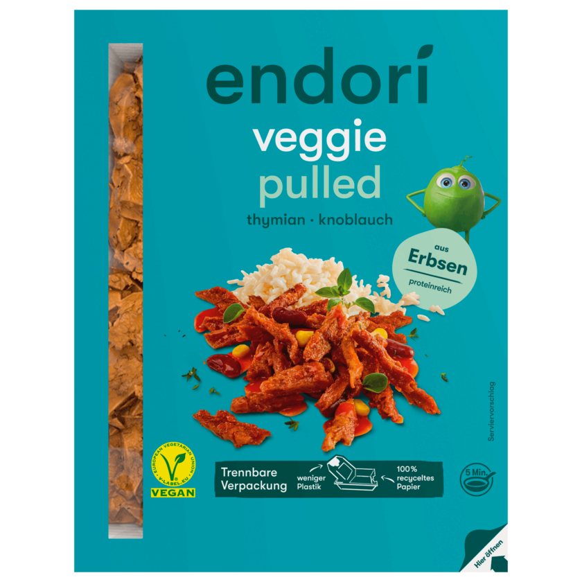 Endori Veggie Pulled Thymian & Knoblauch vegan 170g